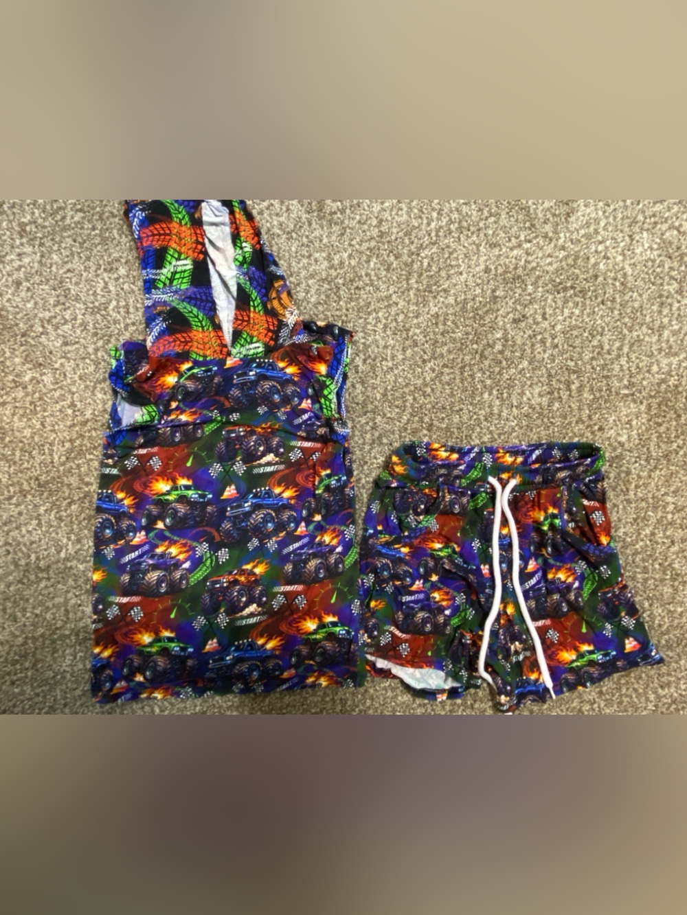 5/6 bamboo hooded tank short set EUCy